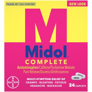 Midol Complete - Analgésico en cápsulas con acetaminofén para el alivio de los dolores menstruales, 24 u.