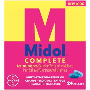 Midol Complete - Analgésico en cápsulas blandas con acetaminofén para el alivio de los síntomas menstruales, 24 u.