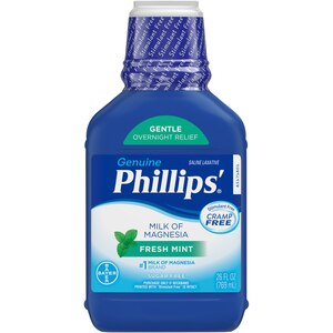 Phillips' Milk of Magnesia Overnight Relief Of Occasional Constipation Liquid Laxative, Fresh Mint