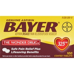 Bayer Genuine Aspirin 325 MG Coated Tablets, 100 Ct , CVS