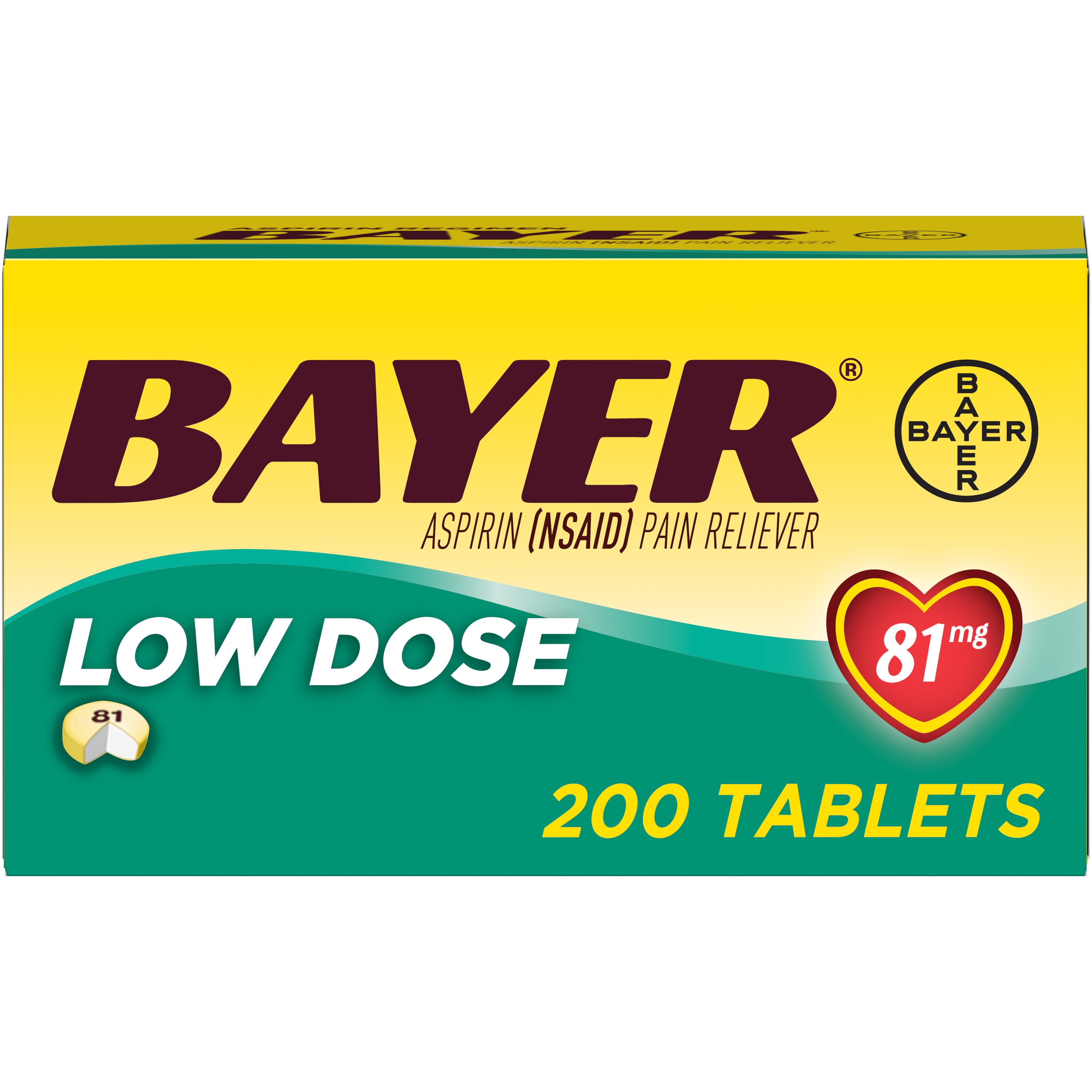 Bayer Low Dose Aspirin 81 MG Enteric Coated Talblets, 200 Ct , CVS