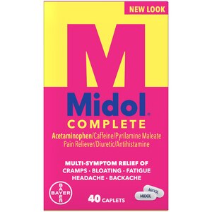 Midol Complete Menstrual Pain Relief Caplets with Acetaminophen for Menstrual Symptom Relief - 40 Count