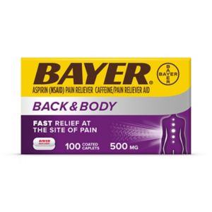 Bayer Back & Body Extra Strength Aspirin, 500mg Coated Tablets, Fast Relief, 100 ct