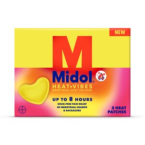 Midol Heat Vibes Menstrual Pain Relief Heat Patches for Menstrual Symptom Relief, 3 CT