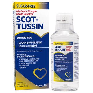 Scot-Tussin Maxiumum Strength Cough Suppressant With DM For Diabetics - 8 Oz , CVS