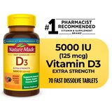 Nature Made Extra Strength Vitamin D3 5000 IU (125 mcg), 70 CT, thumbnail image 2 of 13