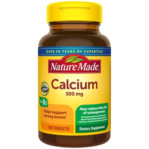 Nature Made Calcium (Carbonate) w/D Tablets 500 mg, 130CT