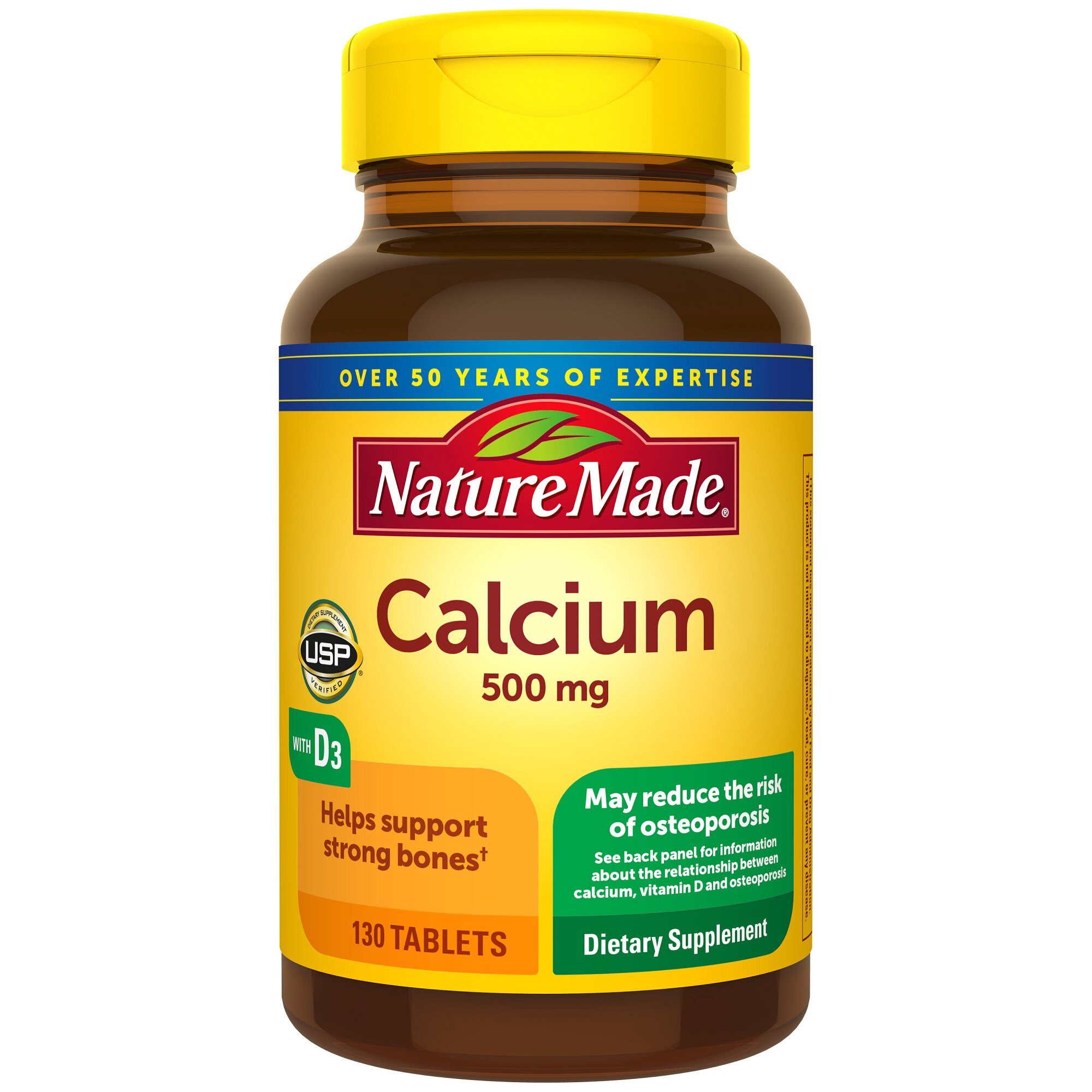  Nature Made Calcium (Carbonate) w/D Tablets 500 mg, 130CT 