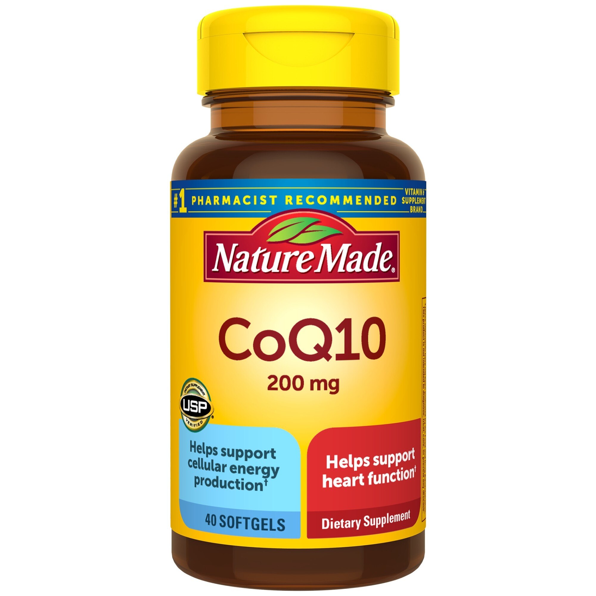 Nature Made CoQ10 200 mg Softgels, Dietary Supplement for Heart Health and Cellular Energy Production, 40 CT