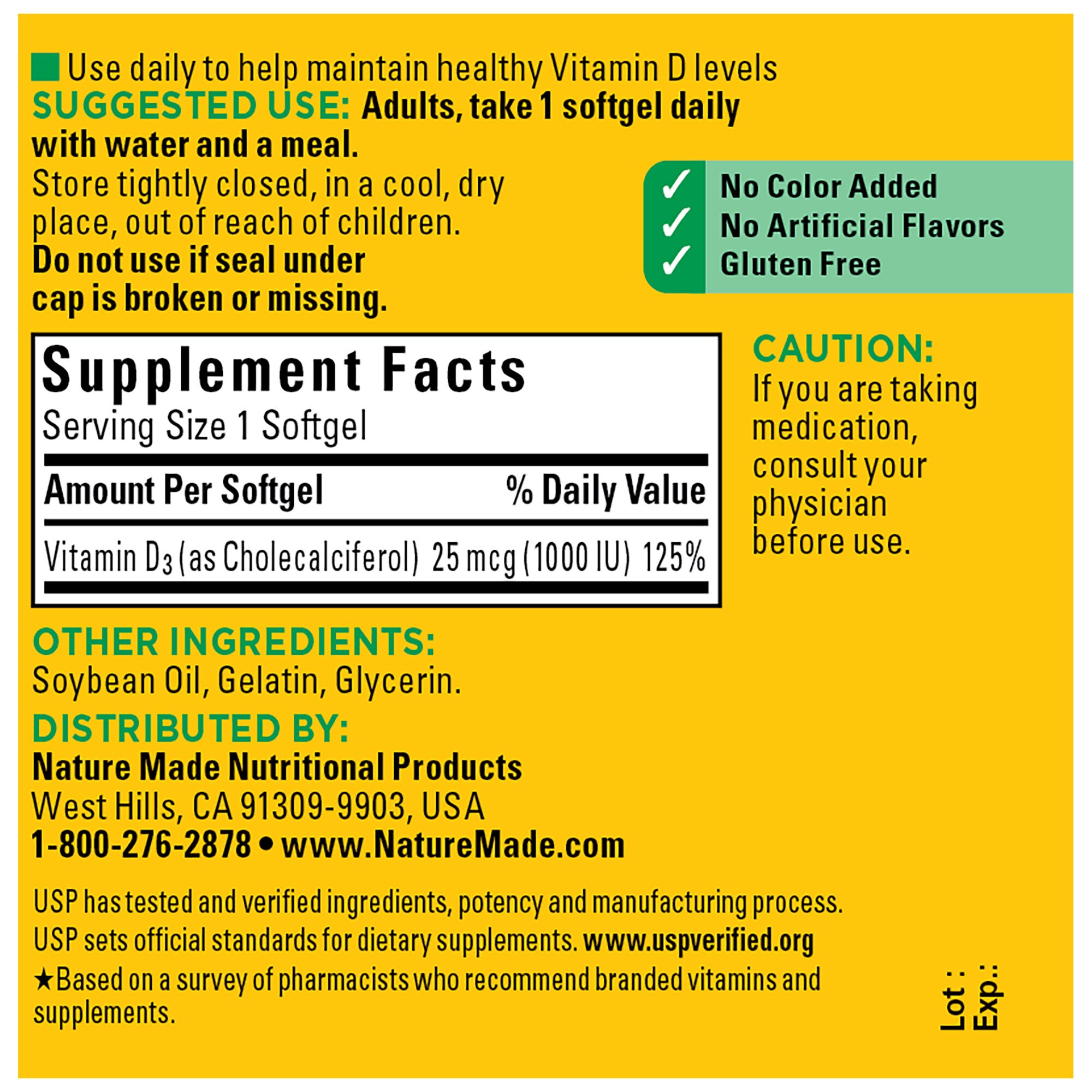 Nature Made Vitamin D Liquid Softgels 1000 Iu