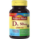 Nature Made Vitamin D 50 mcg (2000 IU) Softgels, 250 CT, thumbnail image 2 of 10