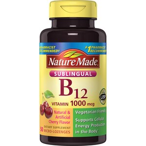 Nature Made Vitamin B12 Sublingual 1000 mcg Sugar Free Micro-Lozenges, 50 CT