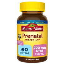 Nature Made - Multivitaminas prenatales + DHA de 200 mg en cápsulas blandas para el desarrollo del bebé, 60 u.