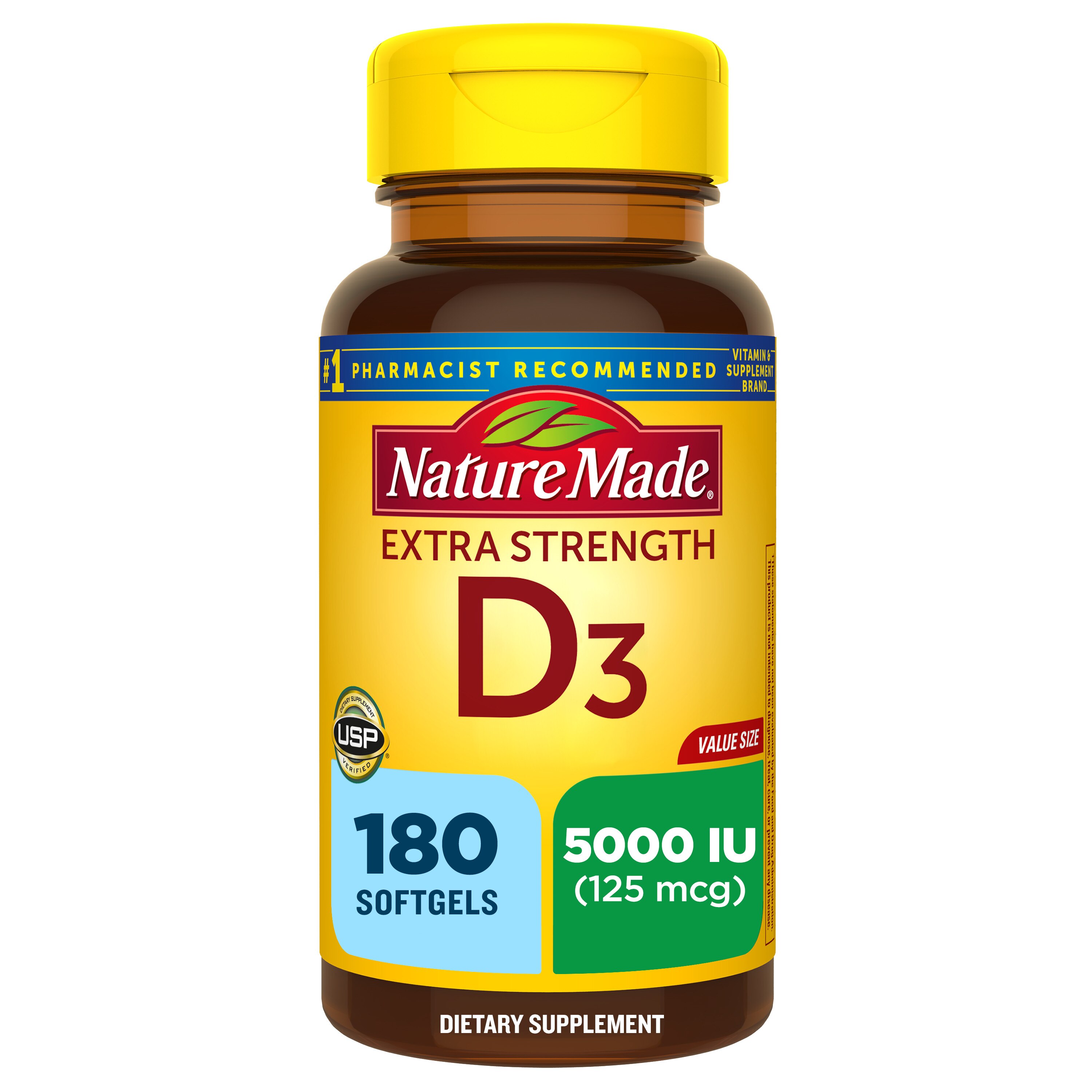 Nature Made - Cápsulas blandas de vitamina D3, 5000 IU, máxima potencia