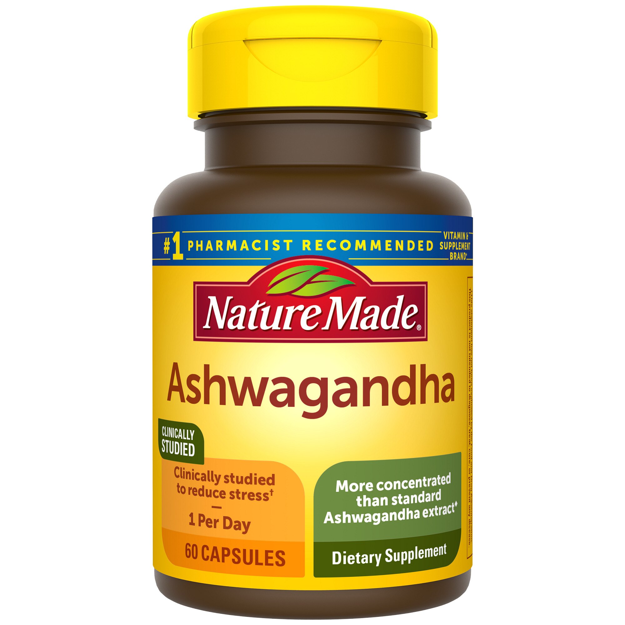  Nature Made Ashwagandha Capsules for Stress Reduction 125 mg, 60 CT 
