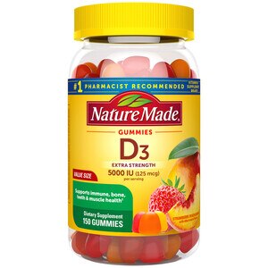 Nature Made Extra Strength Vitamin D3 5000 IU (125 mcg) Gummies, 150 CT
