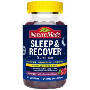Nature Made Sleep and Recover with Melatonin 3mg, L-theanine 200mg, Magnesium 100mg, 60 CT
