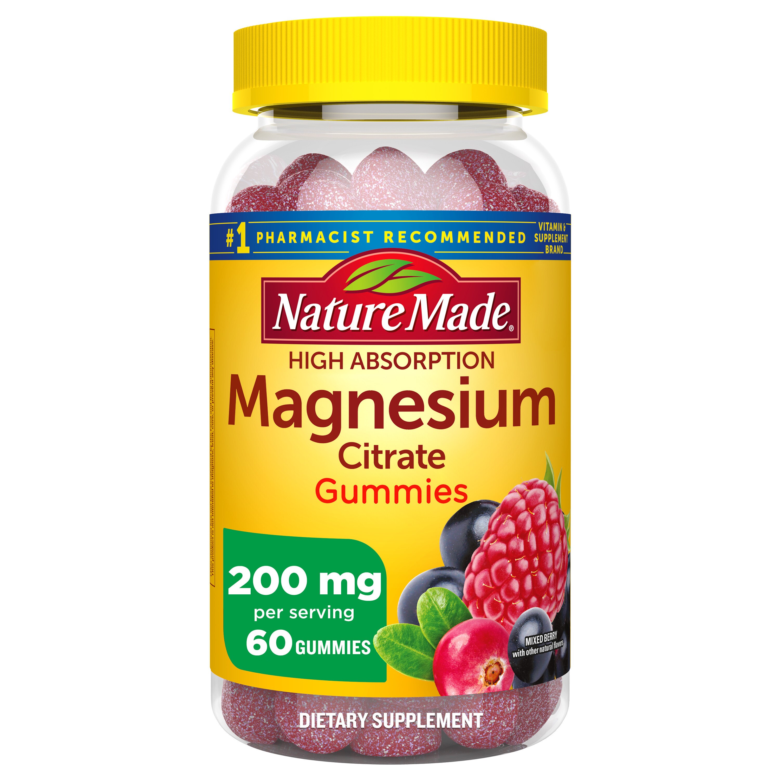 Nature Made - Gomitas de citrato de magnesio de alta absorción, 200 mg, 60 u.