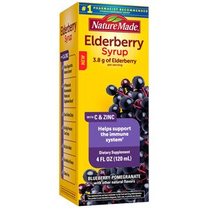 Nature Made Elderberry Syrup Gluten Free, Natural Blueberry Pomegranate Flavor, 4 OZ