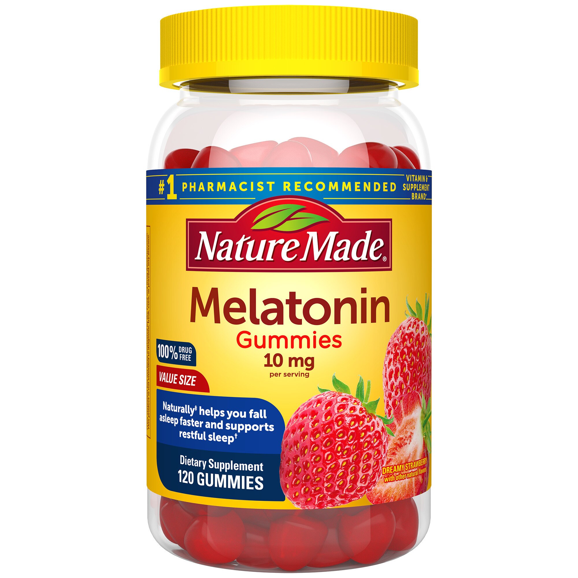  Nature Made Melatonin 10 mg, Strawberry Flavored Gummies, 120 CT 