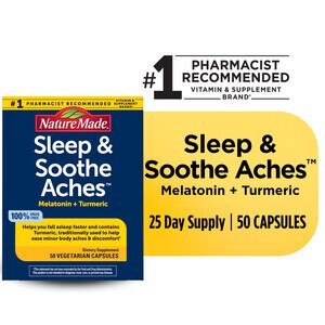 Nature Made Sleep & Soothe Aches, Naturally Acting Sleep Aid, 50 CT