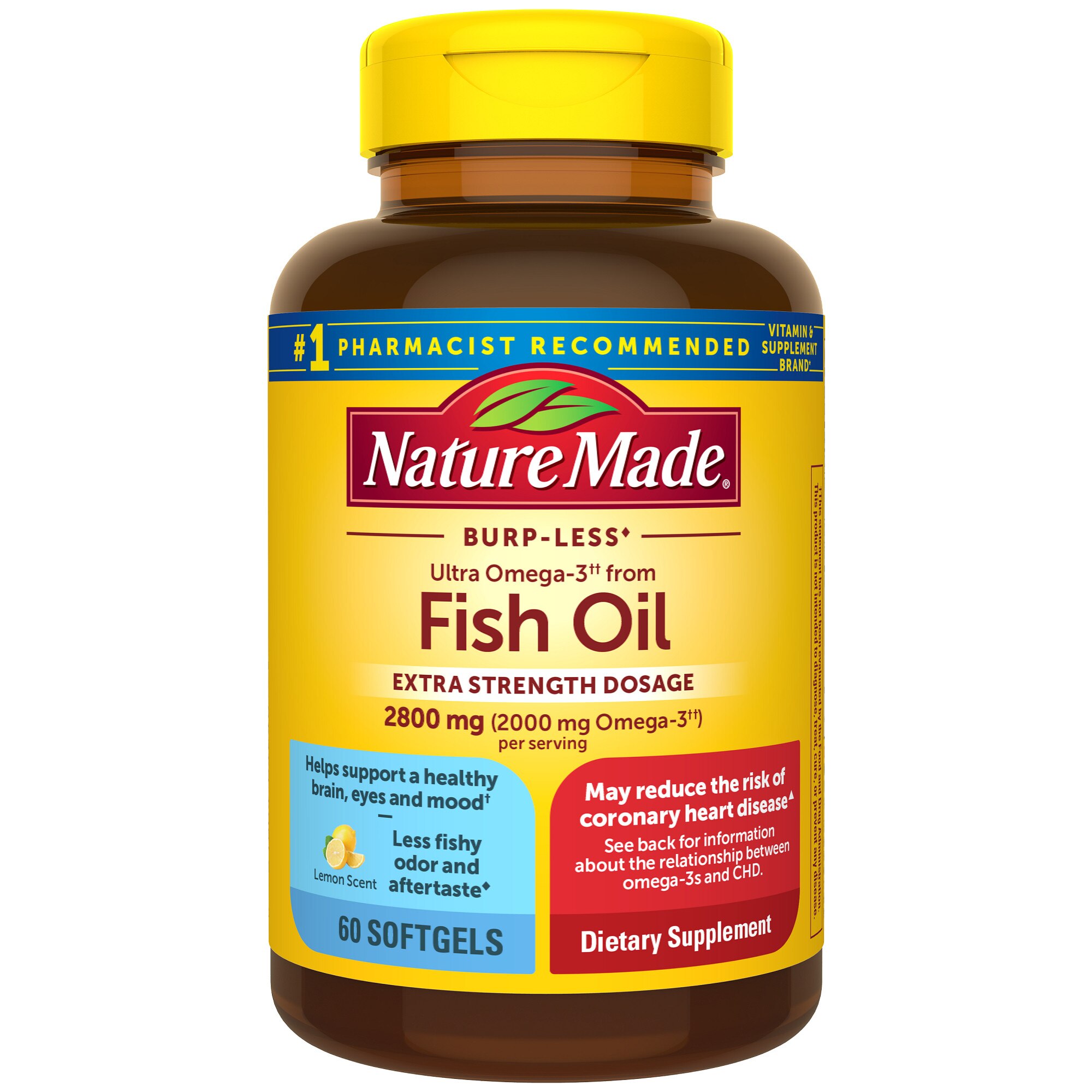 Nature Made Extra Strength Burp-Less Omega 3 Fish Oil 2800 mg, 60 CT