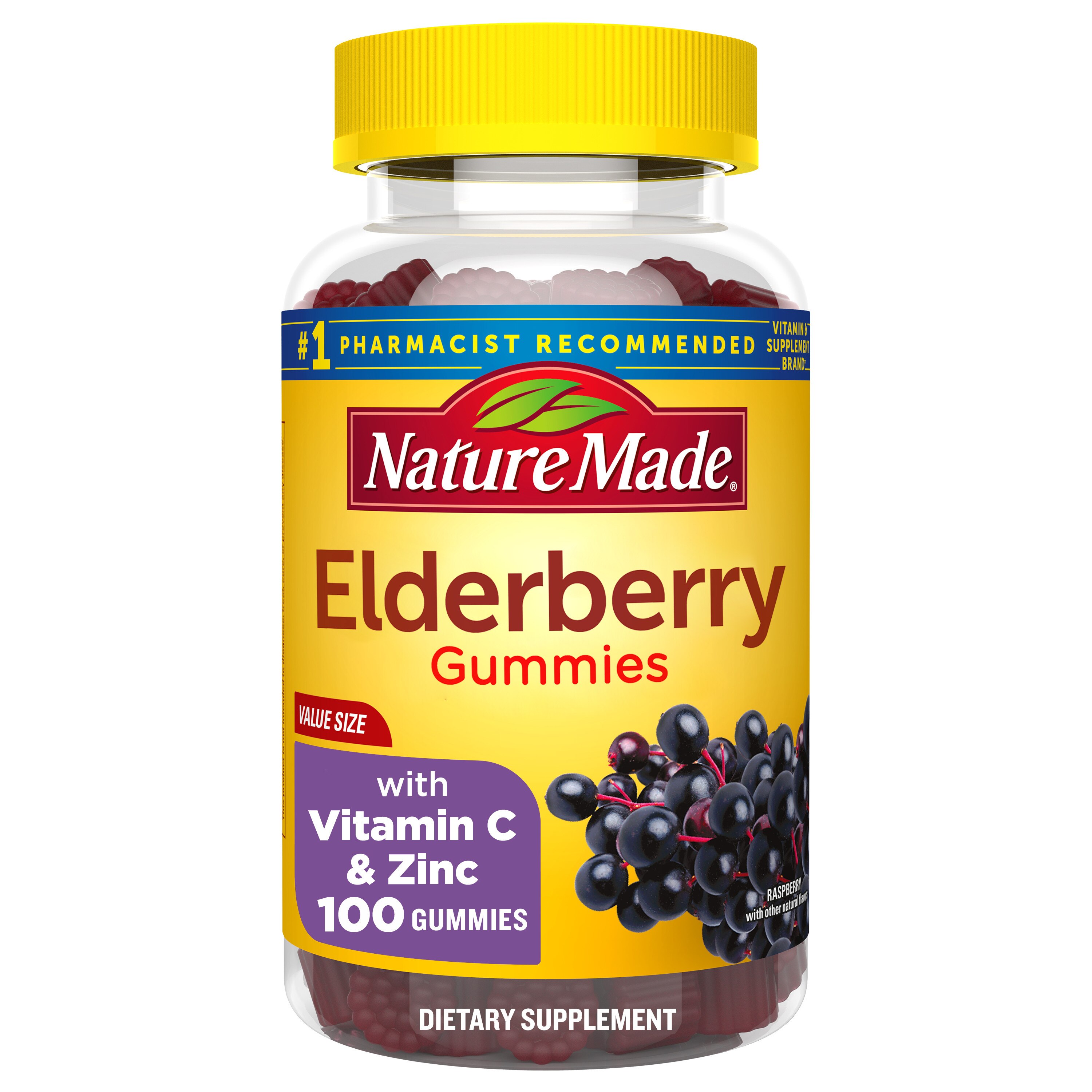 Nature Made Elderberry with Vitamin C & Zinc - Suplemento dietario en gomitas, 100 u.