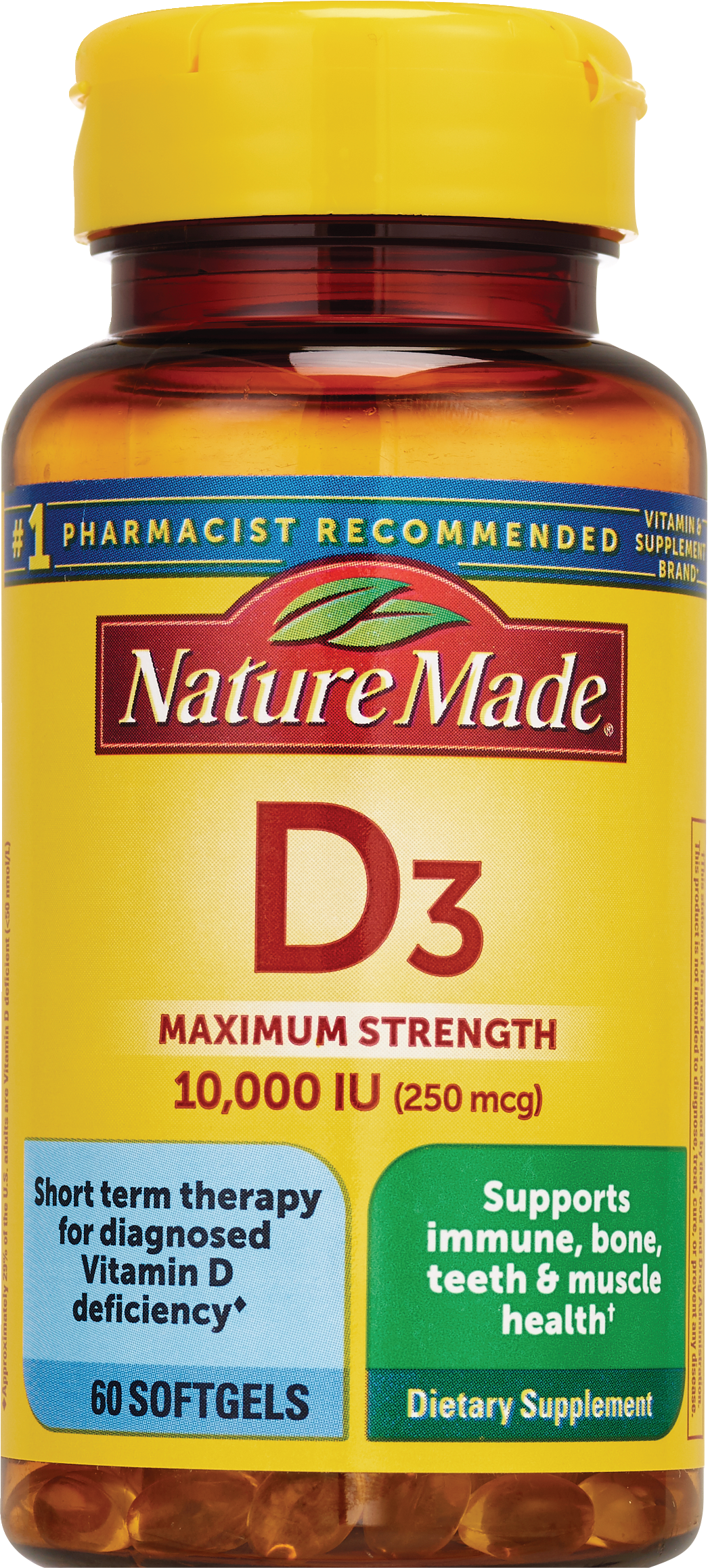 Nature Made Vitamin D3 Maximum Strength Softgels, 10000 IU, 60 Ct , CVS