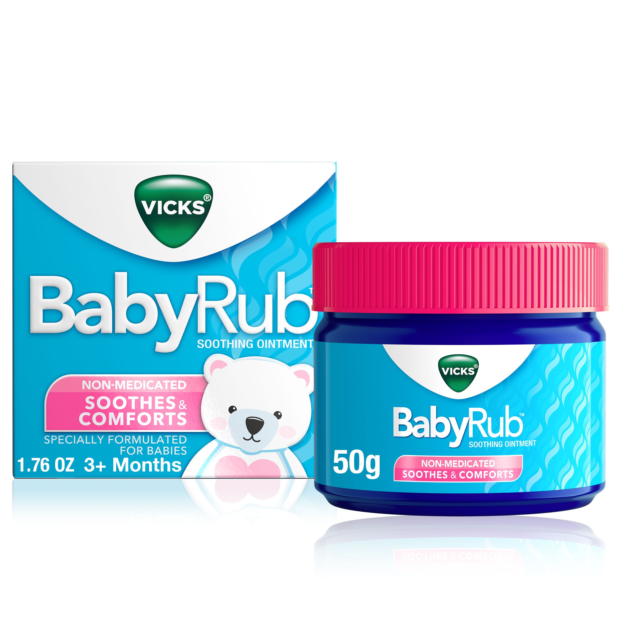 Vicks BabyRub - Ungüento pectoral para bebés, con áloe, eucalipto, lavanda y romero, de los fabricantes de VapoRub, 1.76 oz