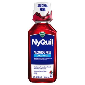 Vicks Alcohol Free NyQuil Cold & Flu Nighttime Relief Liquid Berry, 12 OZ