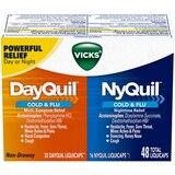 Vicks DayQuil & NyQuil Cough, Cold & Flu Relief Combo, 48 LiquiCaps (32 DayQuil, 16 NyQuil) - Relieves Sore Throat, Fever, and Congestion, thumbnail image 2 of 9