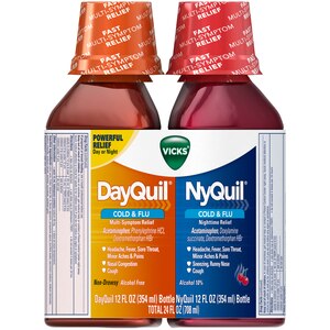  Vicks NyQuil and DayQuil Cold & Flu Multi-Symptom Relief Liquid Combo Pack, 12 OZ 