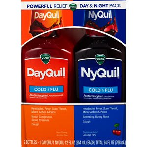  Vicks NyQuil and DayQuil Cold & Flu Multi-Symptom Relief Liquid Combo Pack, 12 OZ 