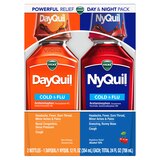 Vicks DayQuil, Non-Drowsy, Daytime Cold & Flu Medicine & NyQuil, Nighttime Multi-Symptom Relief, Cherry Flavor, Liquid Combo Pack 12 OZ Each, thumbnail image 1 of 9