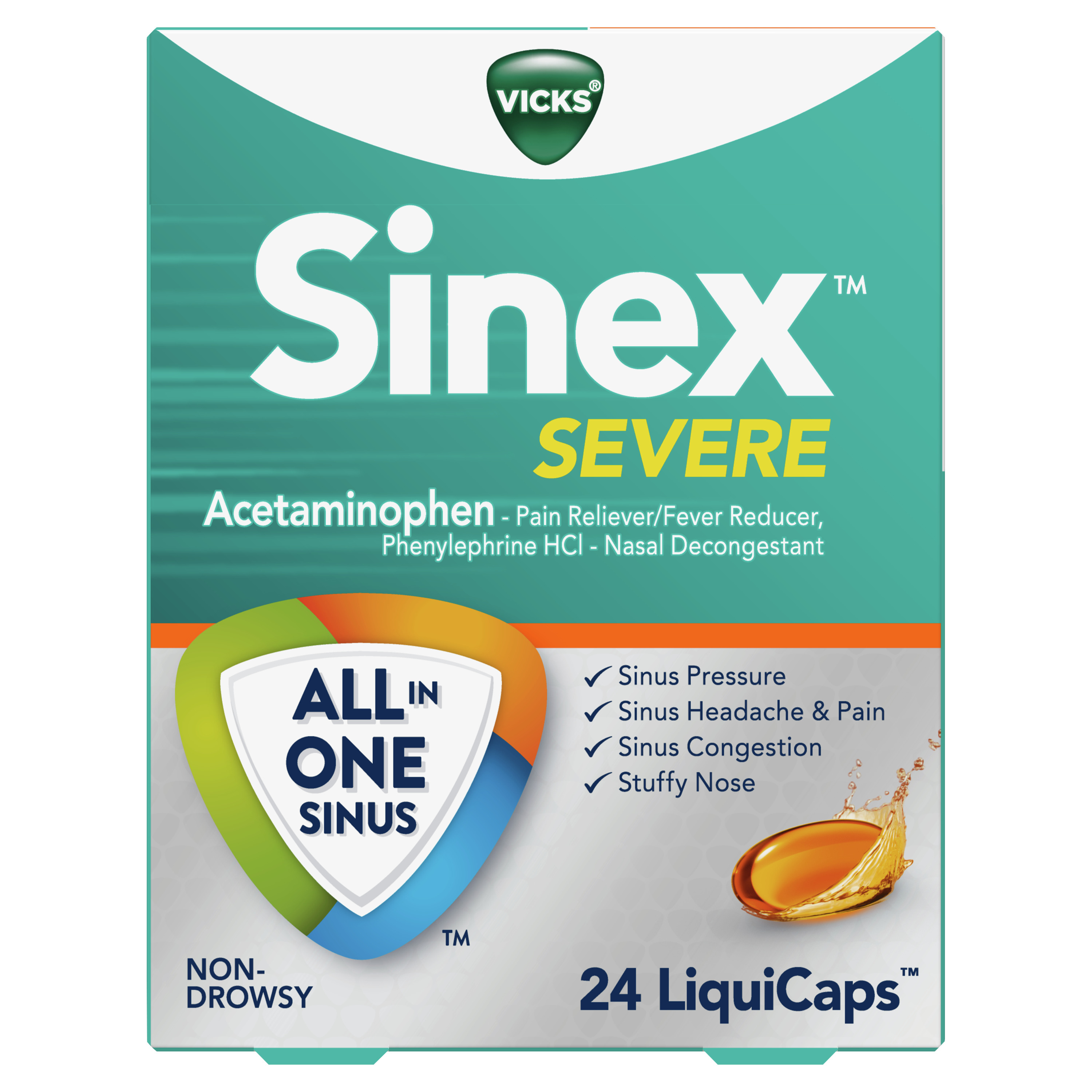 Vicks Sinex Severe Non Drowsy Sinus Relief LiquiCaps, 24 CT