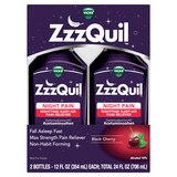 Vicks ZzzQuil Night Pain Liquid, Nighttime Sleep-Aid Pain Reliever, Black Cherry, 2 12 FL OZ, thumbnail image 1 of 7