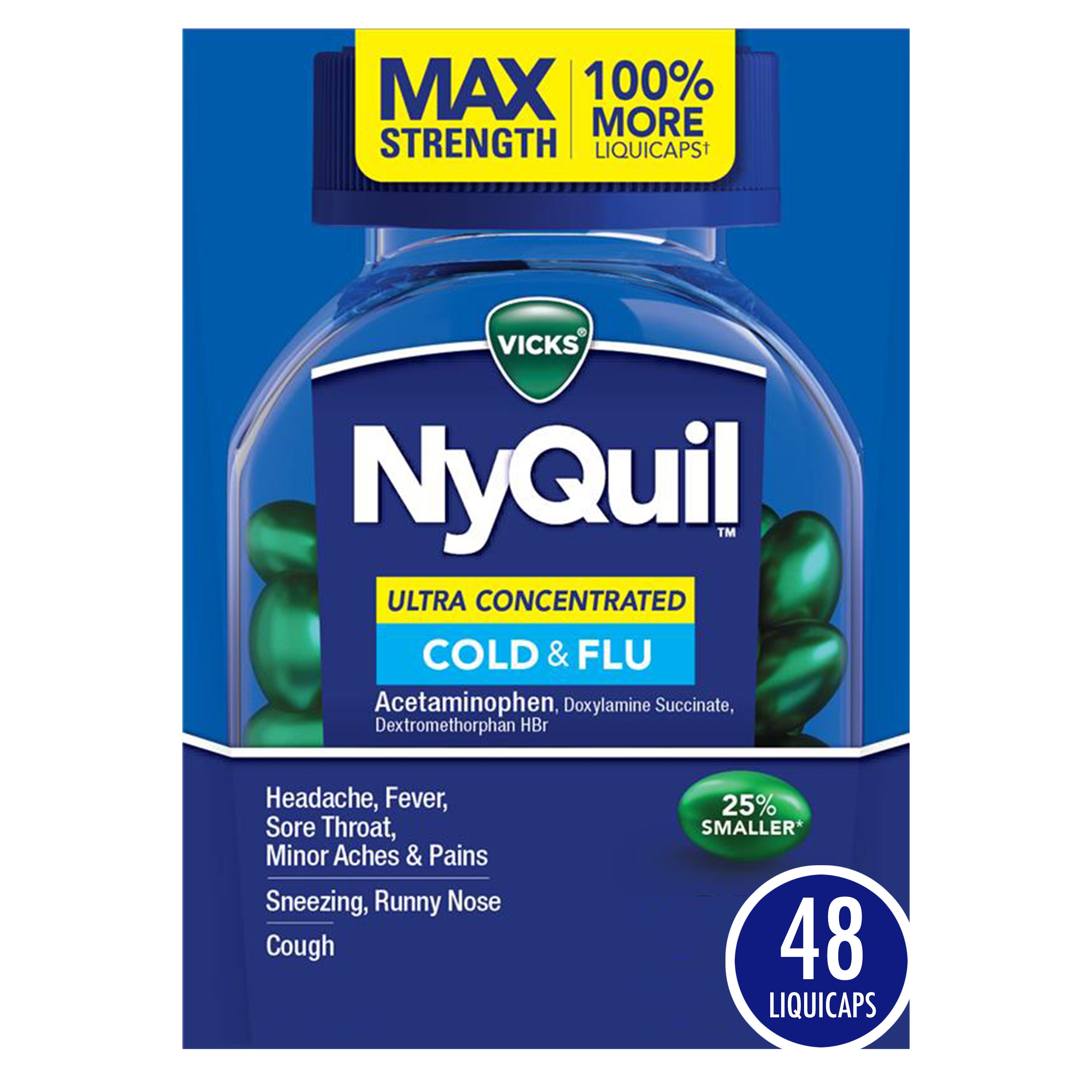 NyQuil Ultra Concentrated Cold and Flu LiquiCaps, 48 CT