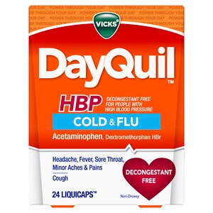  Vicks DayQuil HBP Non-Drowsy Cold & Flu LiquiCaps, 24/Pack 