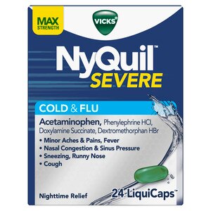 Vicks Nyquil Severe Cough, Cold &amp; Flu Relief, 24 Liquicaps - Cvs Pharmacy