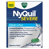 Vicks NyQuil Severe Cold & Flu LiquiCaps, 24 CT, thumbnail image 1 of 4
