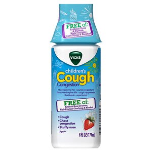 Vicks Children's Cough & Congestion Relief, Kids Cough Syrup Medicine, Berry, Ages 4+, 6 OZ