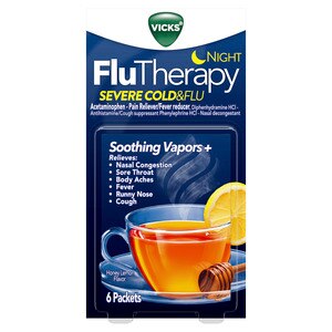  Vicks FluTherapy SEVERE Cold & Flu Nighttime, Hot Drink, 6ct 