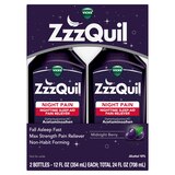 ZzzQuil Nighttime Pain Relief Sleep Aid Liquid, Midnight Berry, 12 FL OZ, 2 Pack, thumbnail image 1 of 13