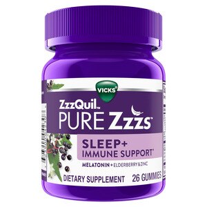 Vicks ZzzQuil PURE Zzzs Sleep + Immune Support, Melatonin Gummies with Zinc for Immune Support, 1mg