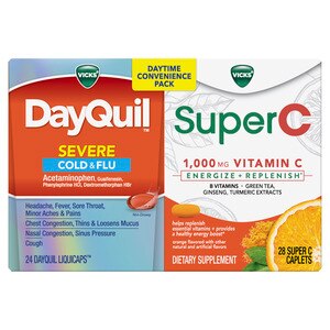 Vicks DayQuil & Super C Convenience Pack: DayQuil Severe Medicine for Max Strength Cold & Flu Relief, 52 CT