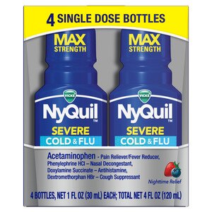 NyQuil Severe Solo Value Pack Max Strength Cold and Flu Relief, 4 CT