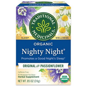 Traditional Medicinals Organic Nighty Night Caffeine Free Herbal Tea, 16 Ct, 0.85 Oz , CVS