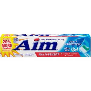 Aim - Pasta dental anticaries en gel, con flúor, Ultra Mint