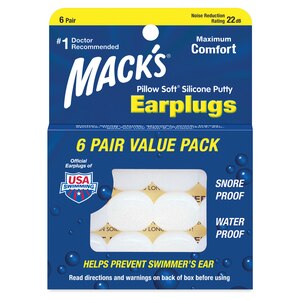 Mack's Pillow Soft 6 Pair Silicone Putty Earplugs