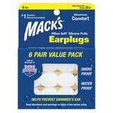Mack's Pillow Soft 6 Pair Silicone Putty Earplugs, thumbnail image 1 of 1